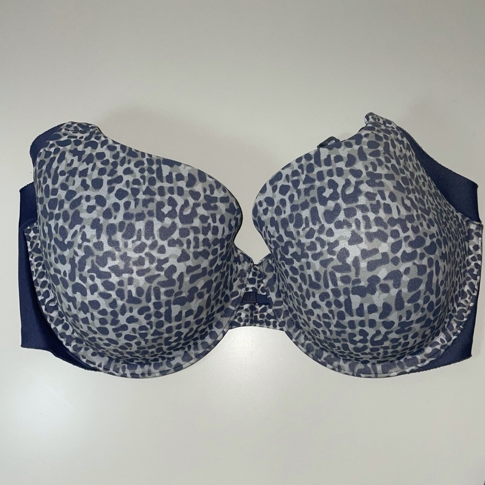 Warner's Bra "No Side Effects" 34D Underwire Lightly Padded Cheetah Animal Print